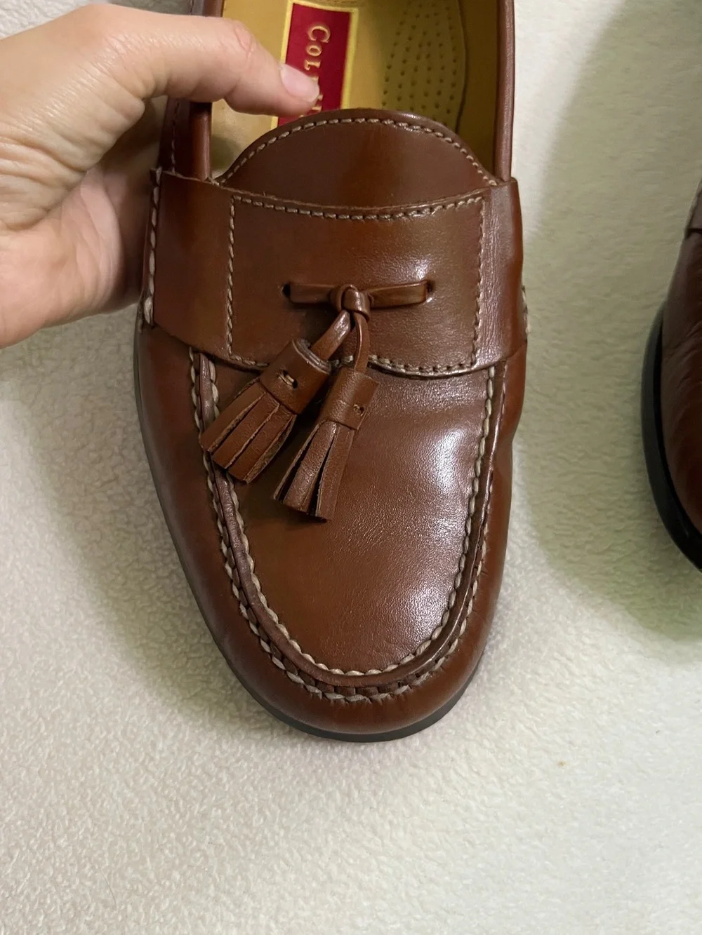 Cole Haan Men’s Tassel Loafers Cognac Leather Size 10 D Classic Dress Shoes